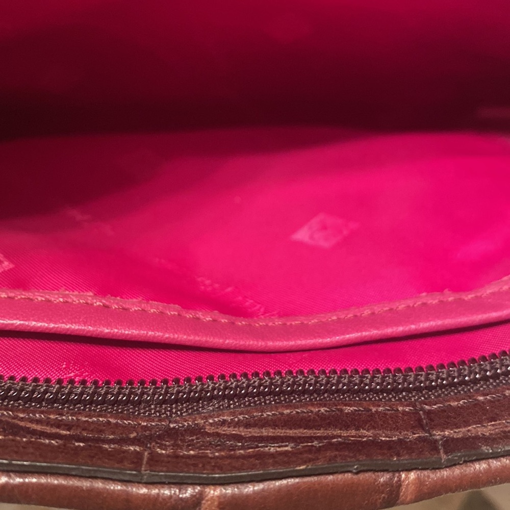 Donald Pliner Purse Bag Brown Suede w/studded leather trim Pink interior - Picture 9 of 14